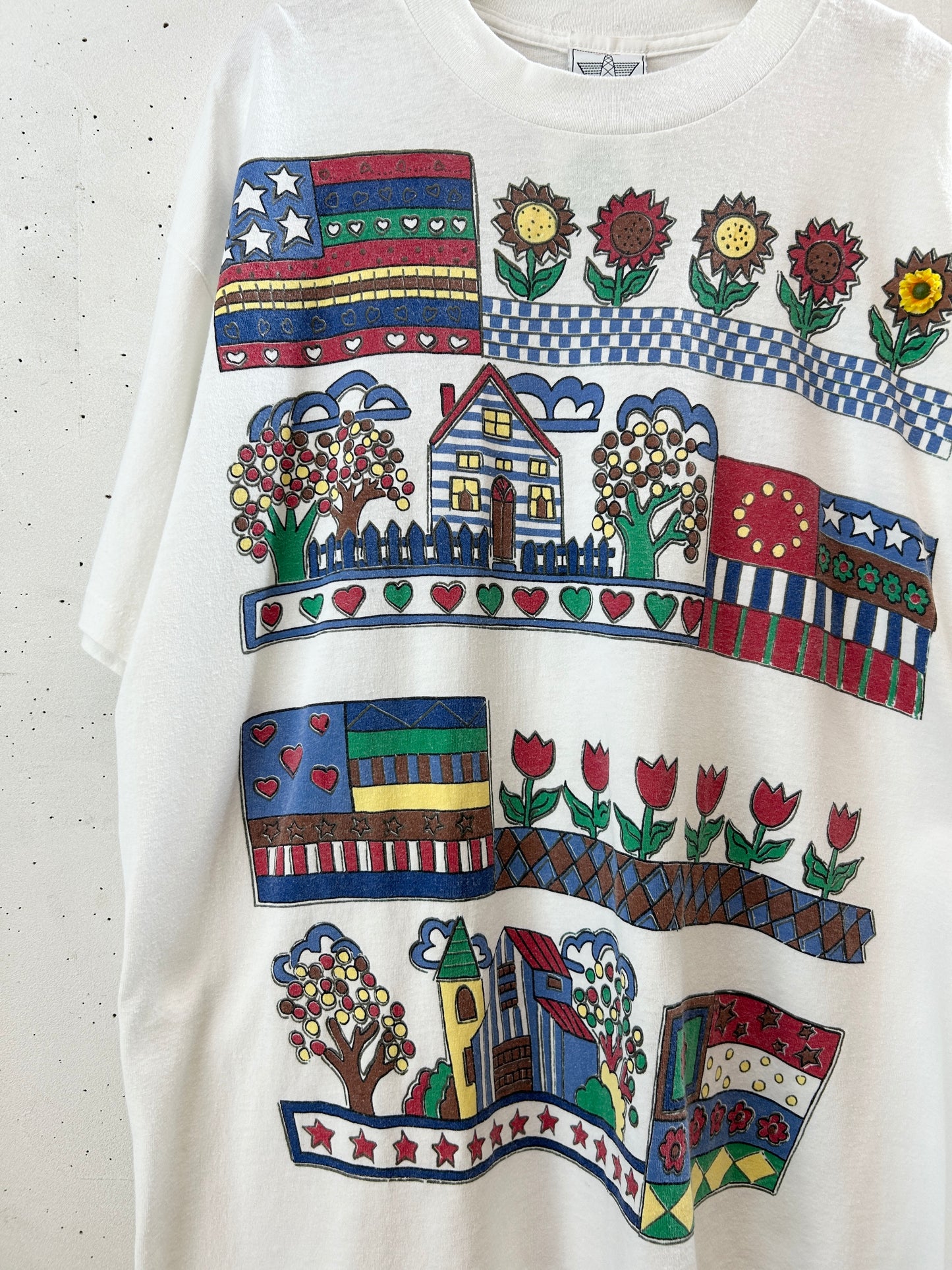 Vintage T SHIRT Flower×USA Flag[H30831]