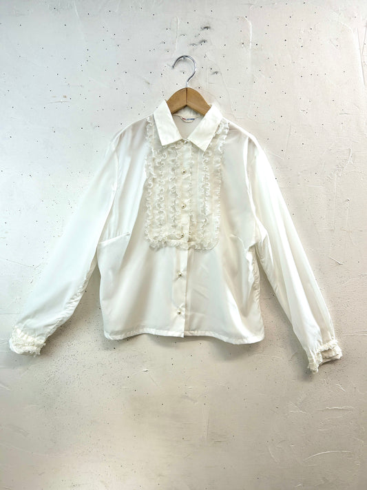 60s Vintage Frill Blouse [A31547]