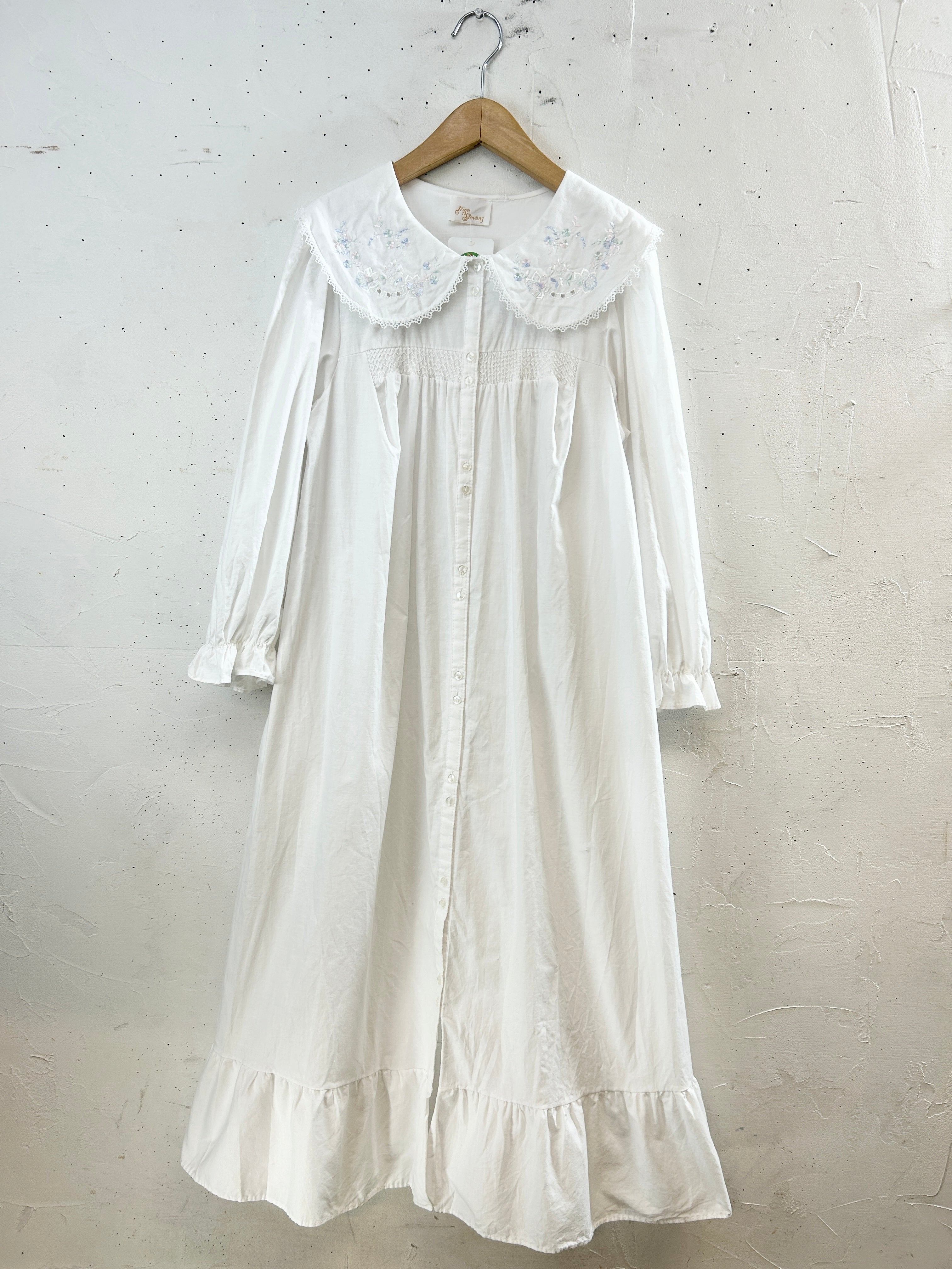 80's⭐️ヴィンテージ フォーマル ドレス ワンピース 9号 オフホワイト Vintage White Dress [H30889] – GROGGROG