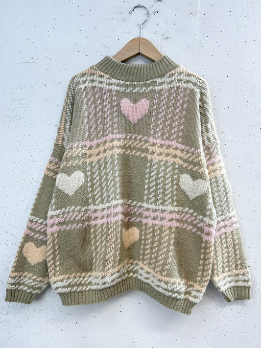 '80s Vintage Fancy Knit Sweater MADE IN USA [I33908]