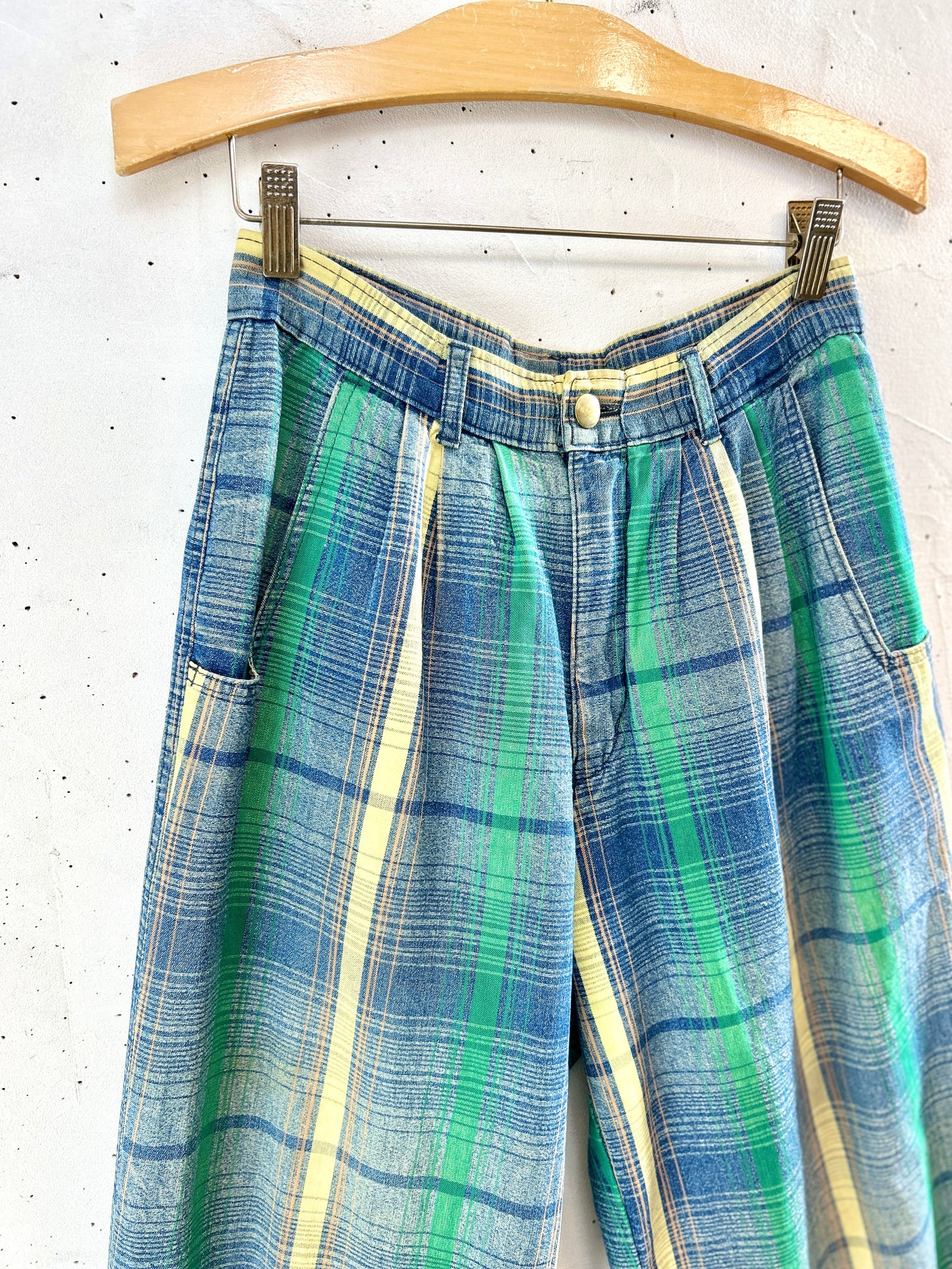 Vintage Plaid Denim Pants [J30559]
