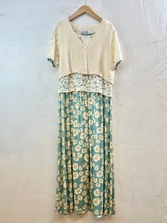 Vintage Layered Design Dress MADE IN USA [G30768]