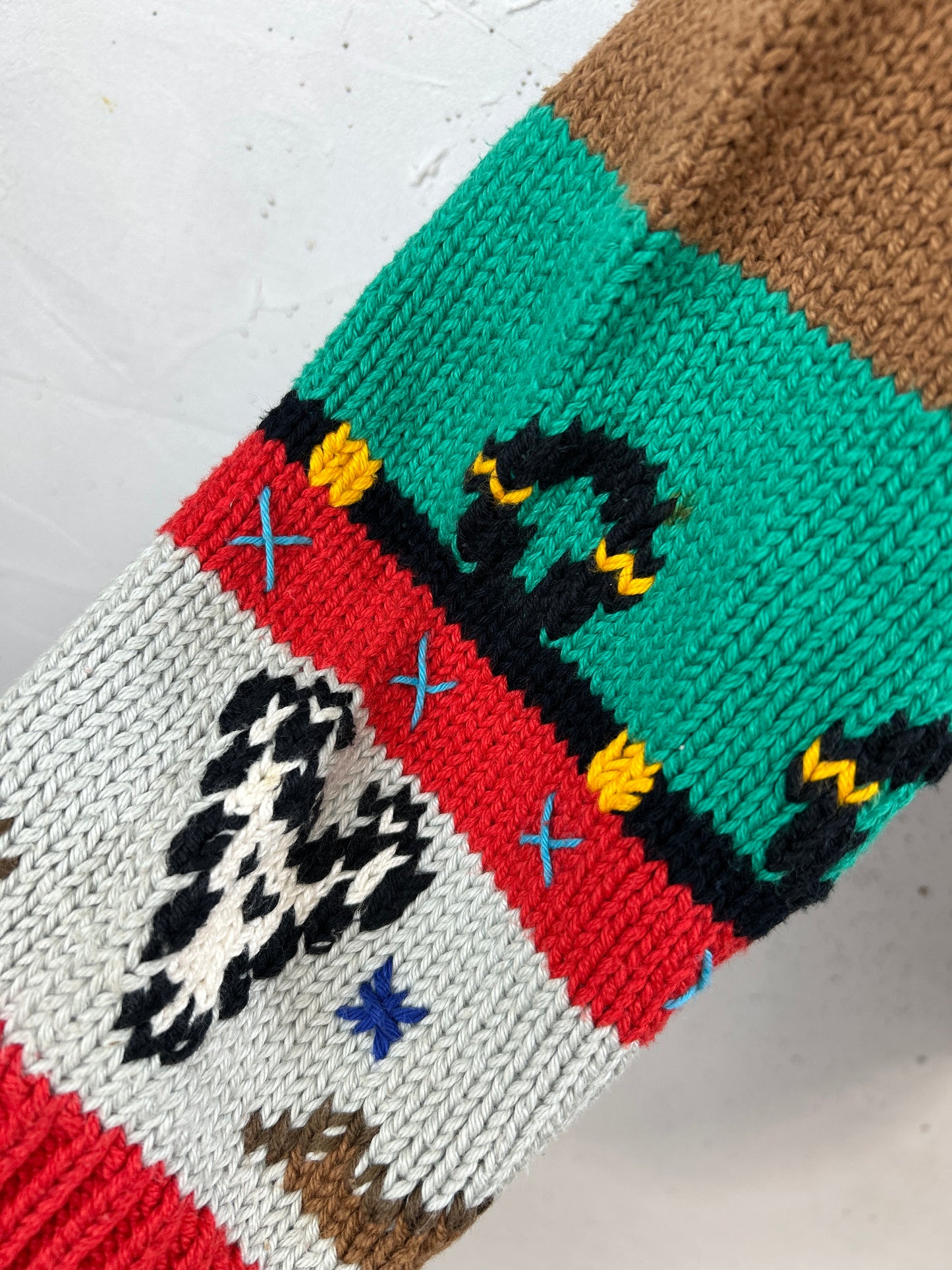 Vintage Cotton Knit Sweater 〜Hand Knitted in Peru 〜[C31742]