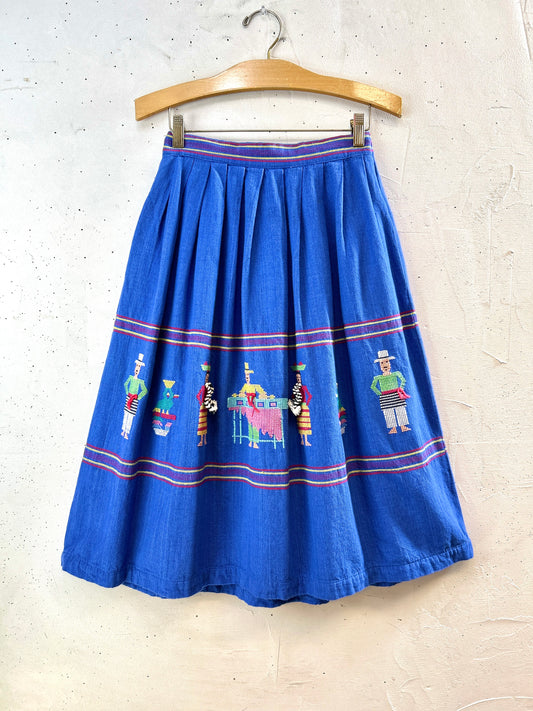 Vintage Guatemala Embroidery Skirt [H30814]