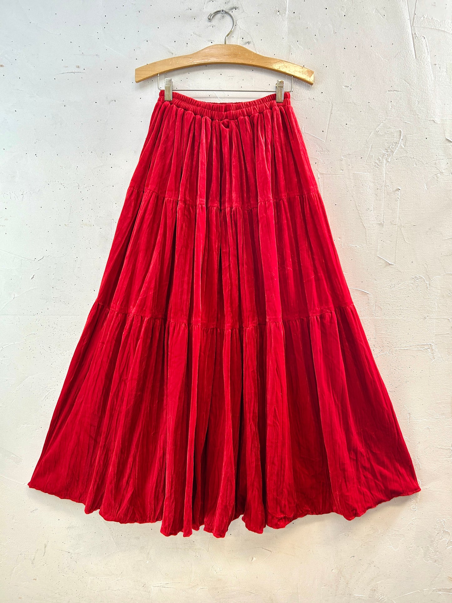 Vintage Tiered Velour Skirt MADE IN USA [K30769]
