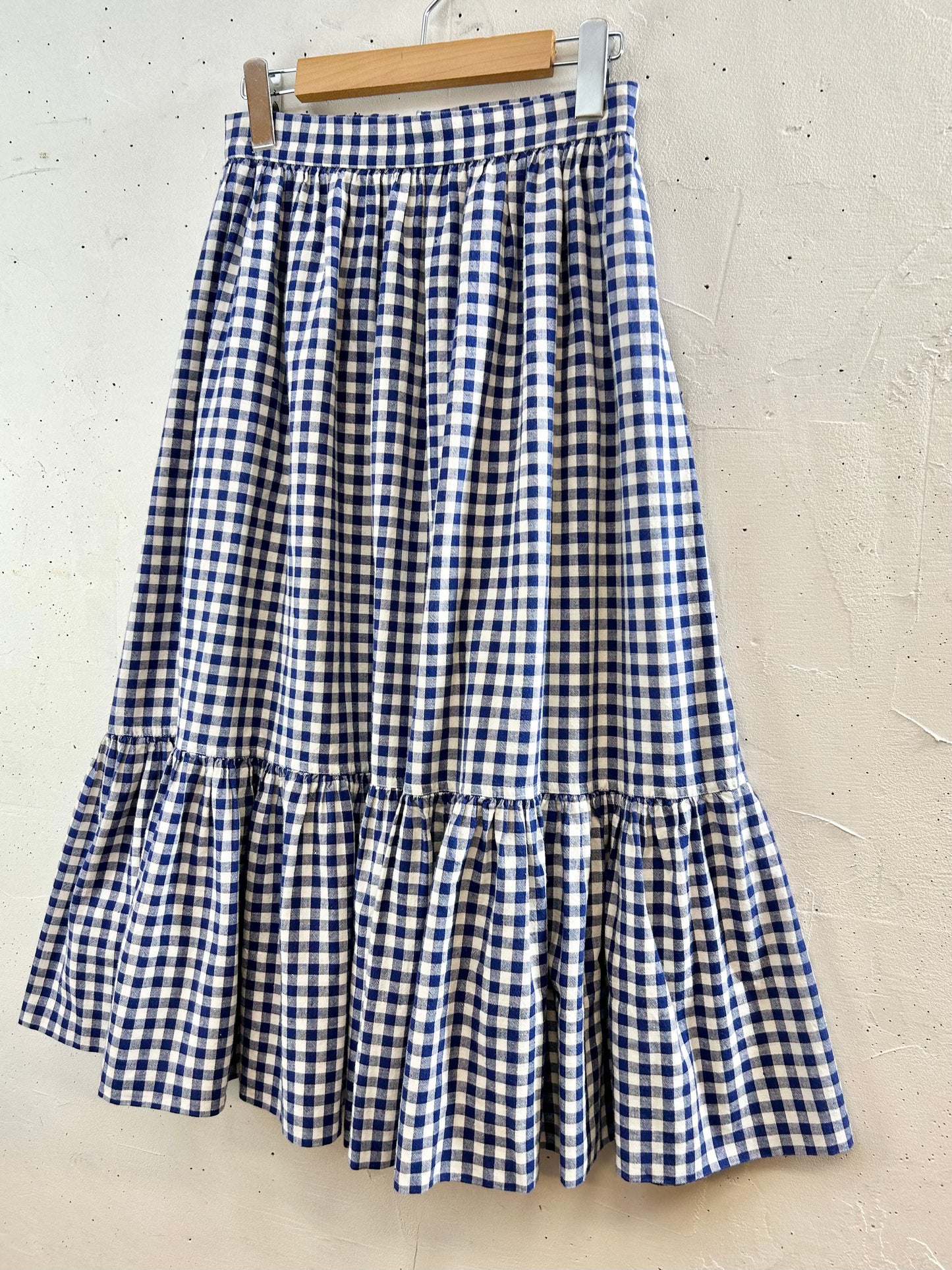 Vintage Gingham Plaid Skirt  MADE IN FRANCE [G30708]