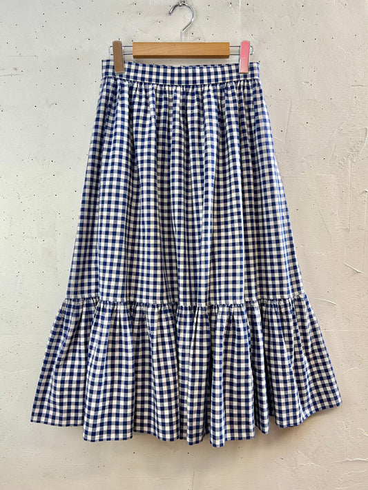Vintage Gingham Plaid Skirt  MADE IN FRANCE [G30708]