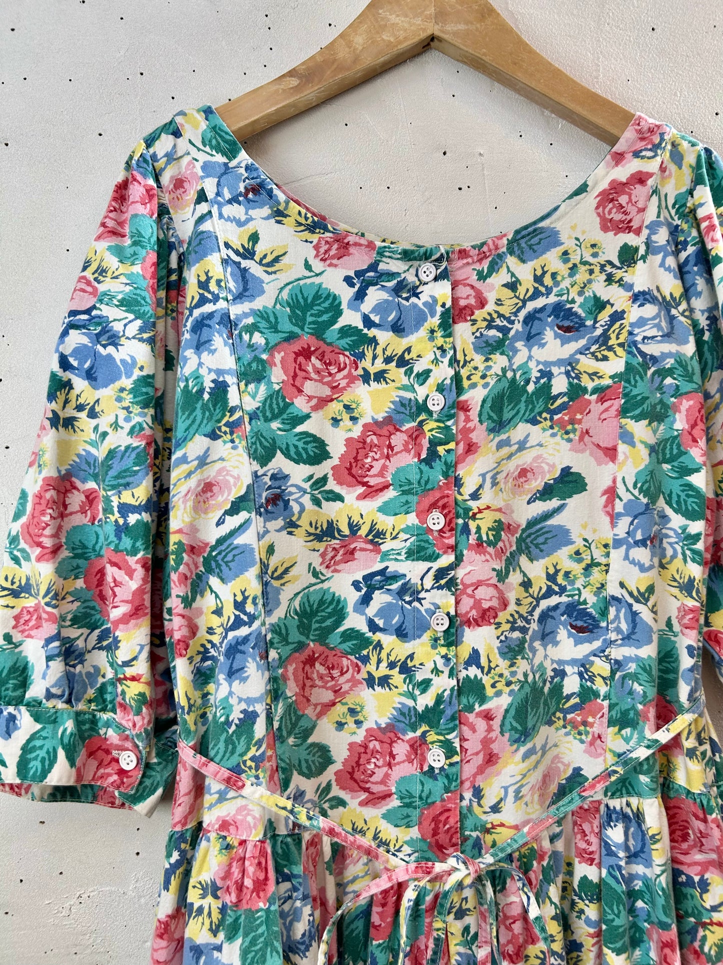 Vintage Indian Cotton Flower Dress [G30668]