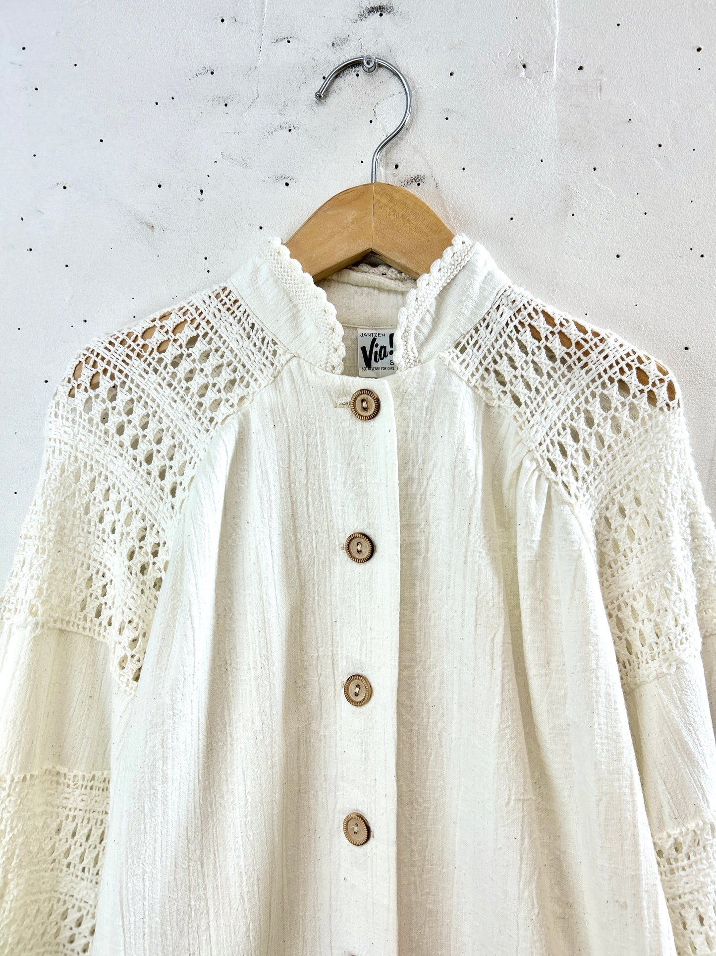 '70s Vintage White Dress 〜Via!〜 MADE IN USA [I30362]