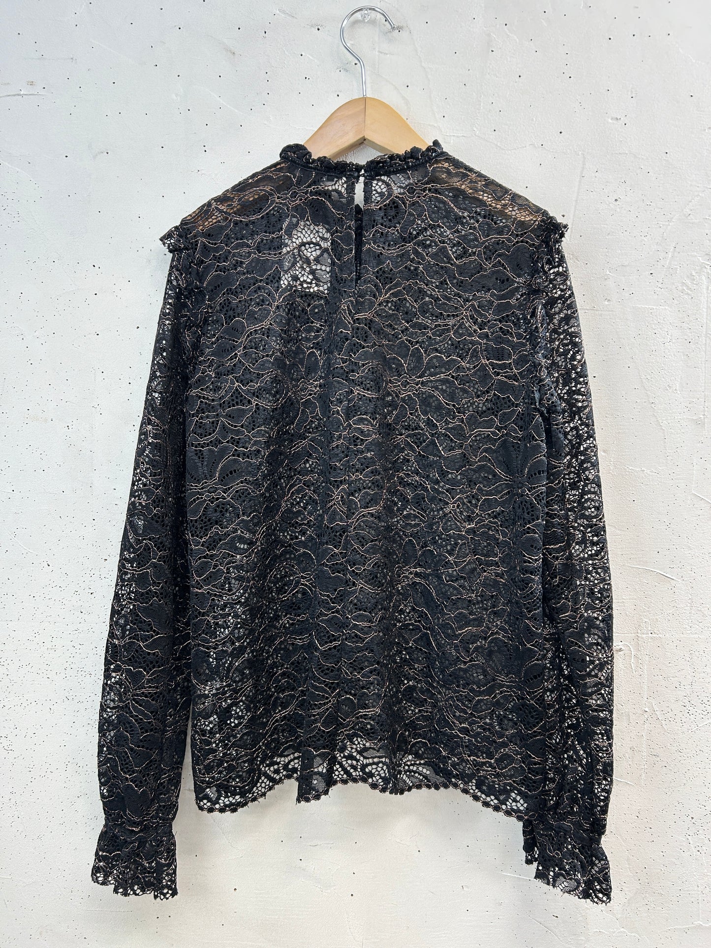 Vintage Black Lace Blouse [E32476]
