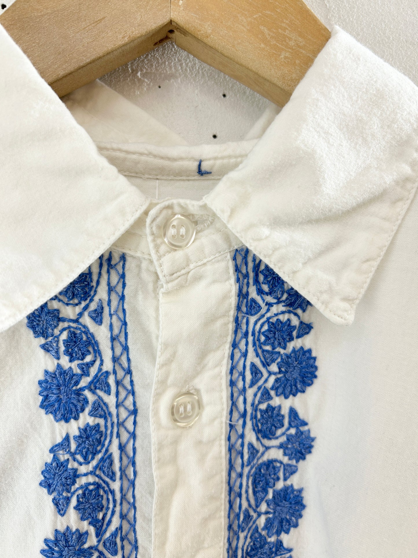 Vintage Shirt Blue Embroidery [H30759]