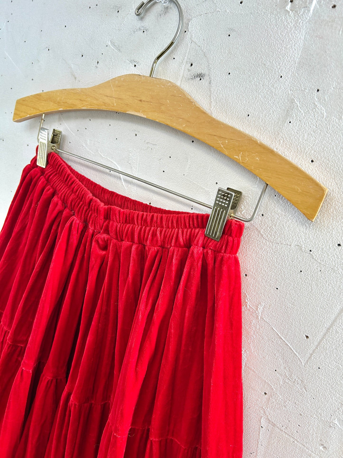 Vintage Tiered Velour Skirt MADE IN USA [K30769]