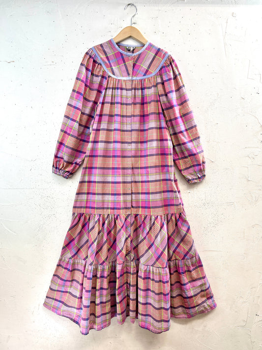 Vintage Plaid Dress MADE IN ENGLAND [A31465]