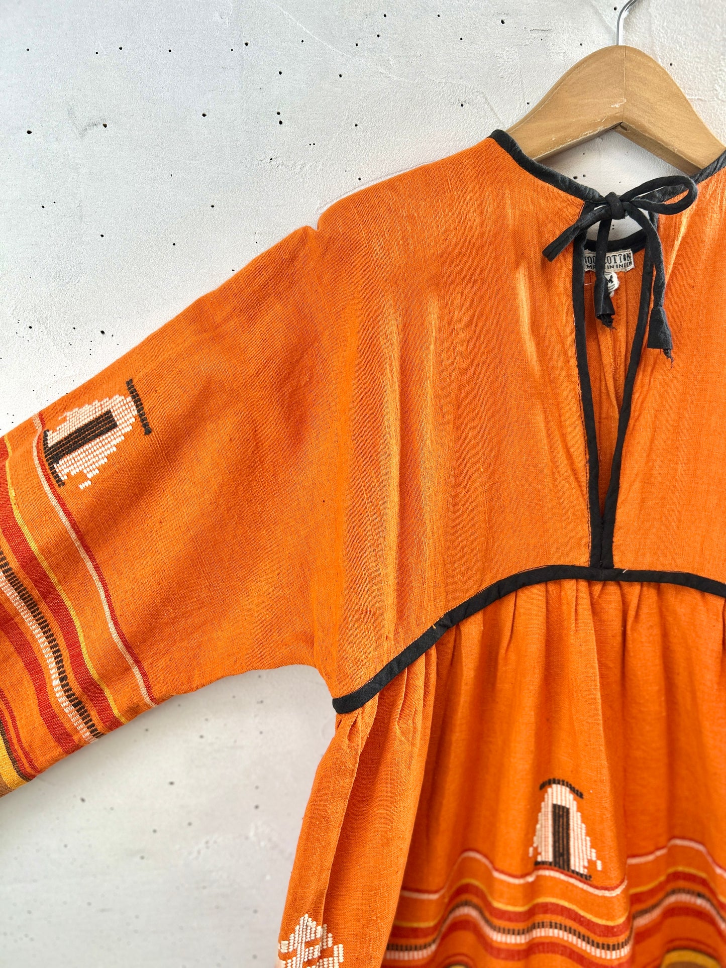 '70s Vintage Indian Cotton Dress MADE IN INDIA [H30978]