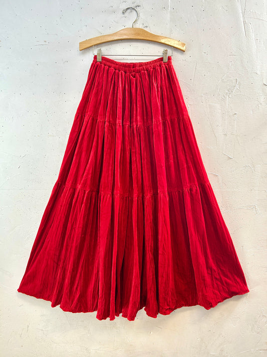 Vintage Tiered Velour Skirt MADE IN USA [K30769]