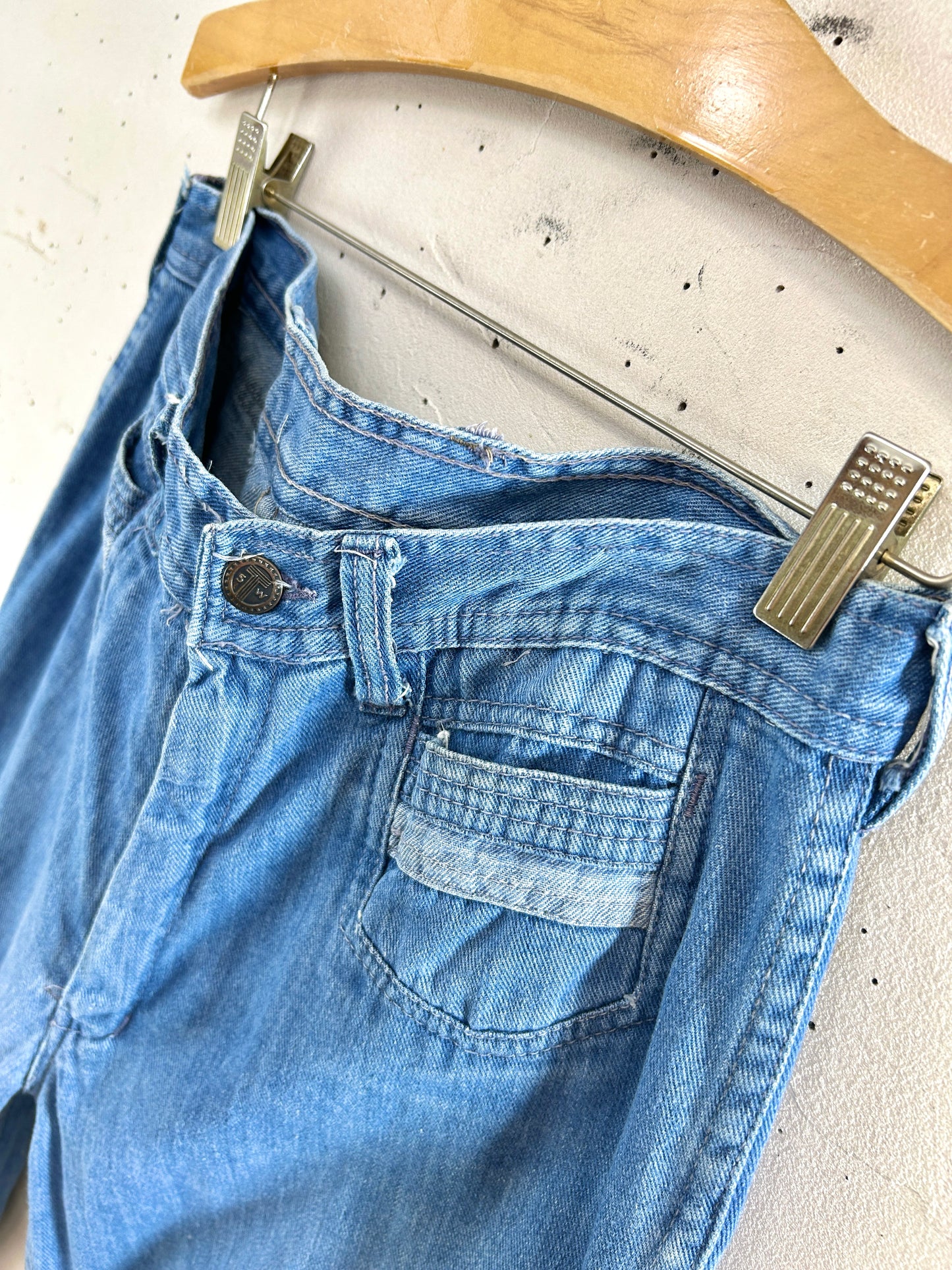 ’70s Vintage Denim Baggy Pants  [H33635]