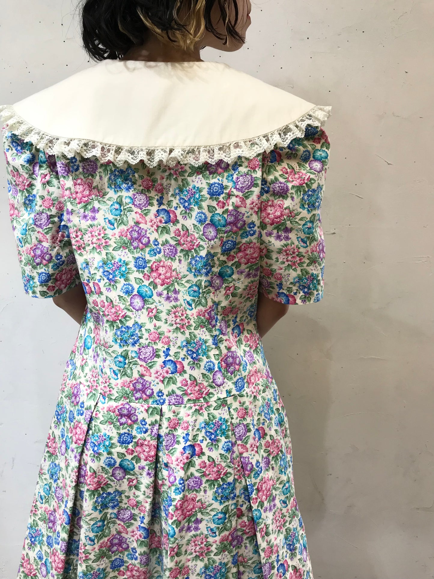 Vintage Big Collar Flower Dress [G24503]