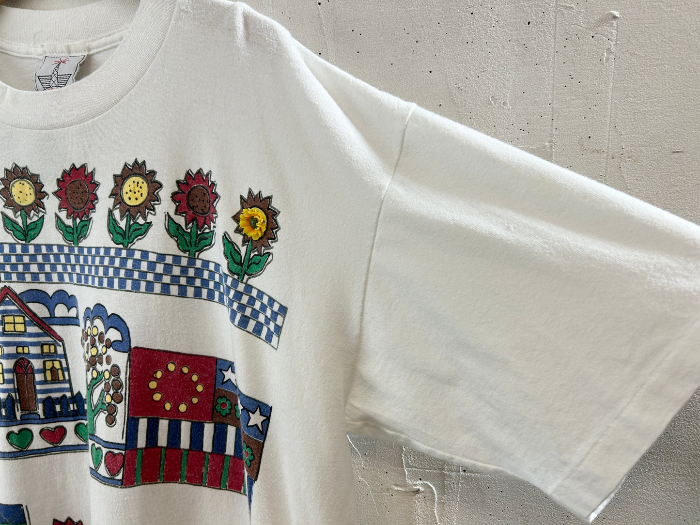 Vintage T SHIRT Flower×USA Flag[H30831]