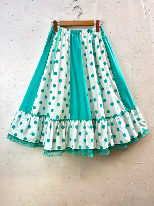 Vintage Tiered Skirt Made In USA  [H30824]