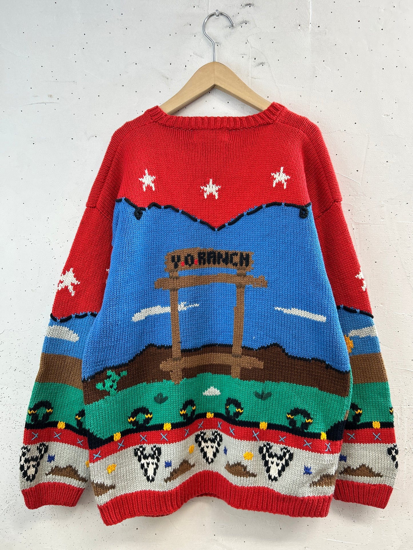 Vintage Cotton Knit Sweater 〜Hand Knitted in Peru 〜[C31742]