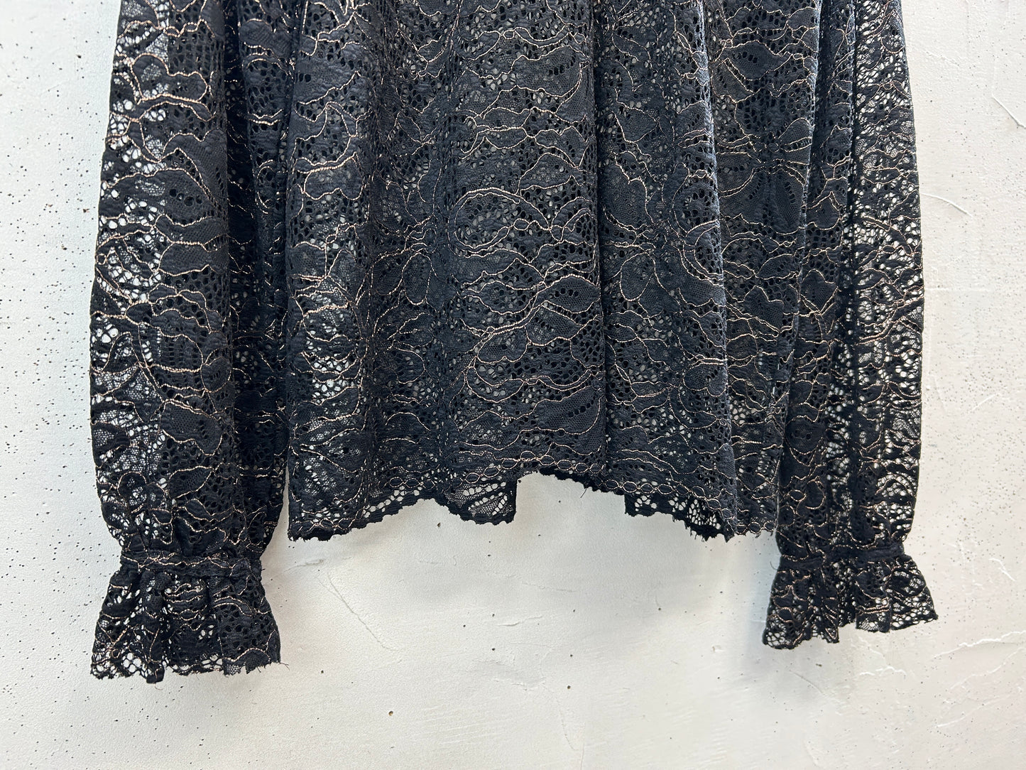 Vintage Black Lace Blouse [E32476]