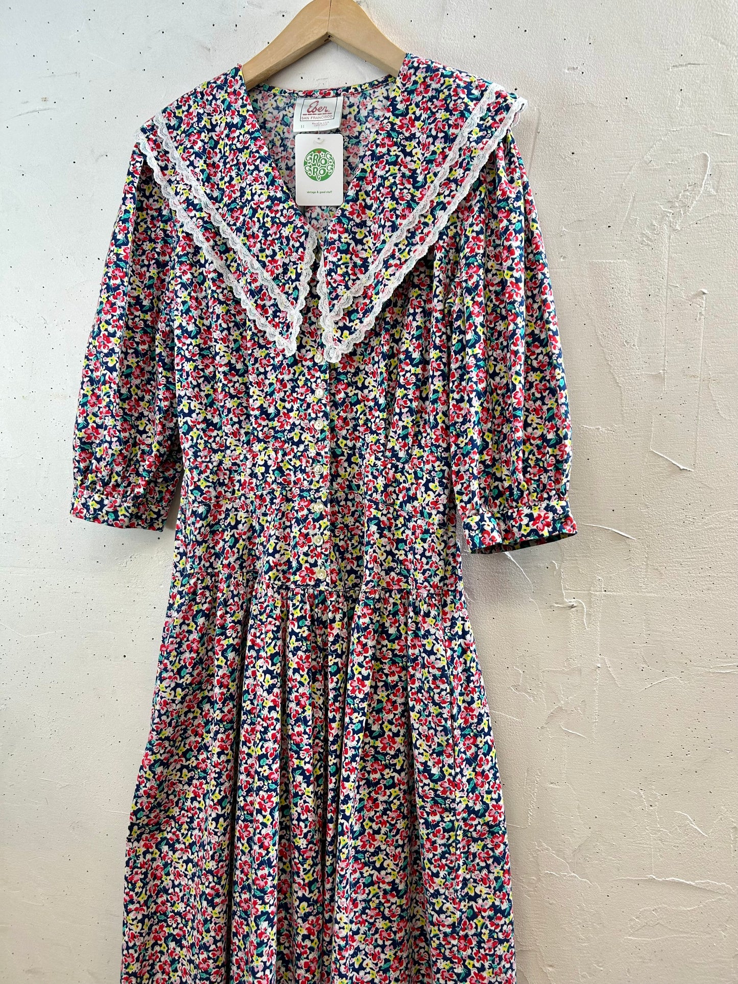 '80s Big Collar  Dress MADE IN USA [G30813]