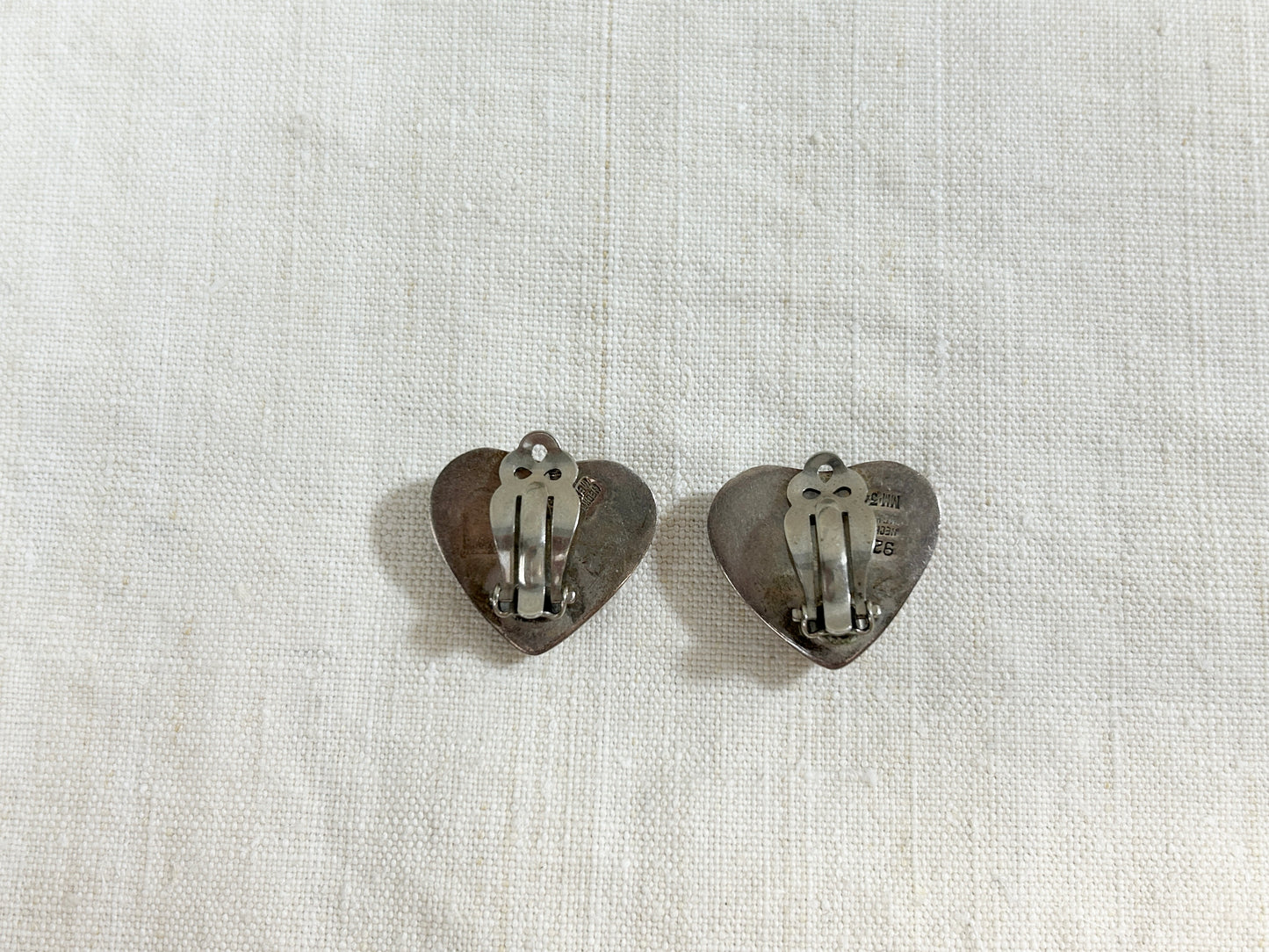 Vintage 925 Silver Heart Earrings (M) MADE IN MEXICO [I30263］