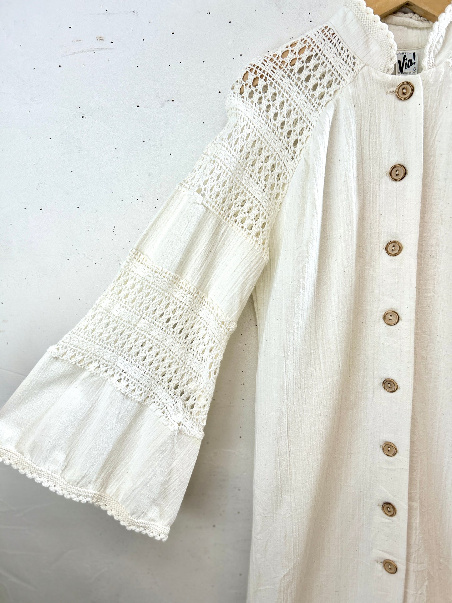 '70s Vintage White Dress 〜Via!〜 MADE IN USA [I30362]