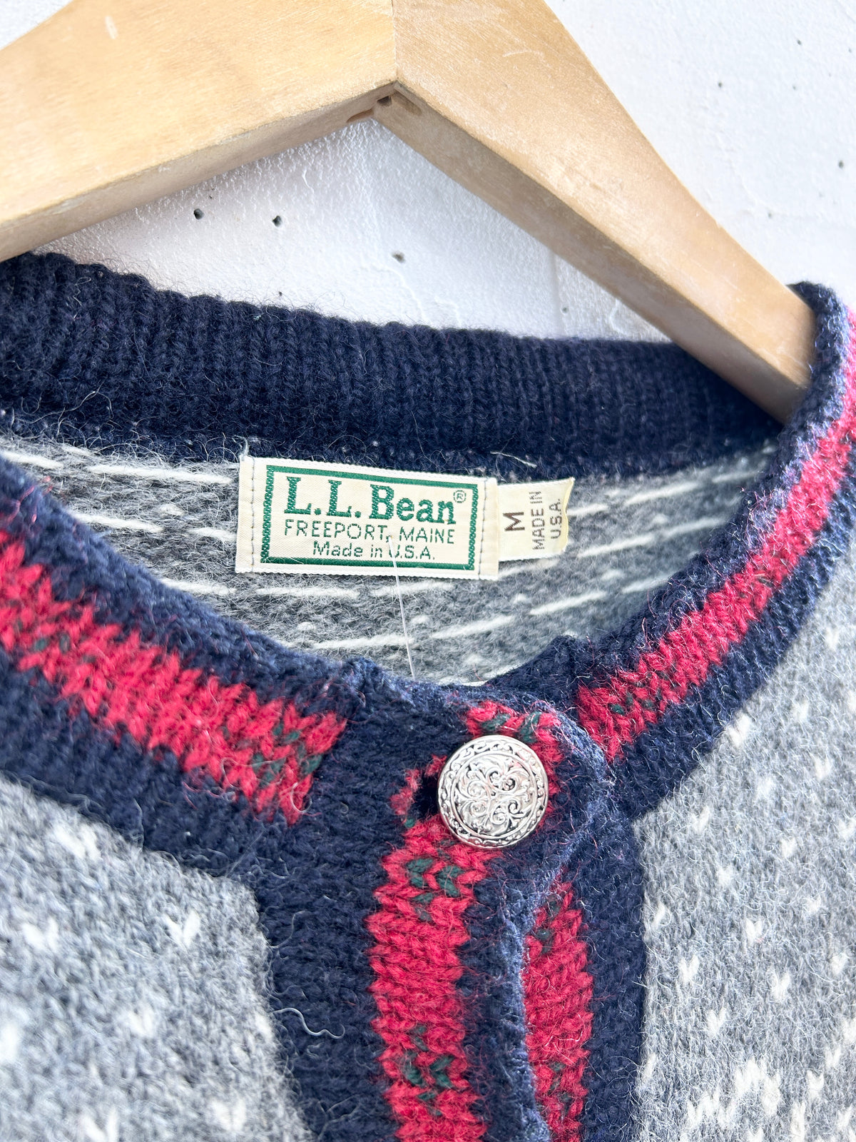 Vintage Nordic Knit Cardigan MADE IN USA 〜L.L.Bean〜  [J34338]
