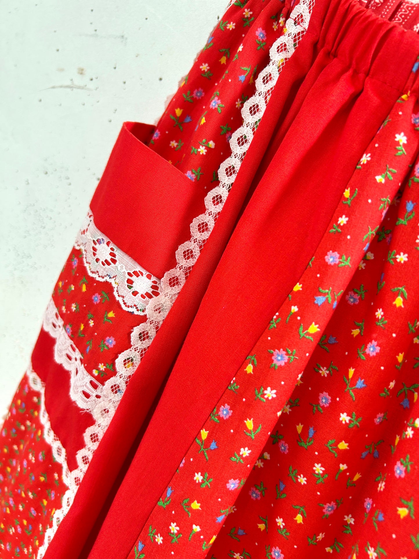 ’70s Vintage Reversible Patchwork Skirt 〜carefree fashions〜MADE IN USA[H33528]