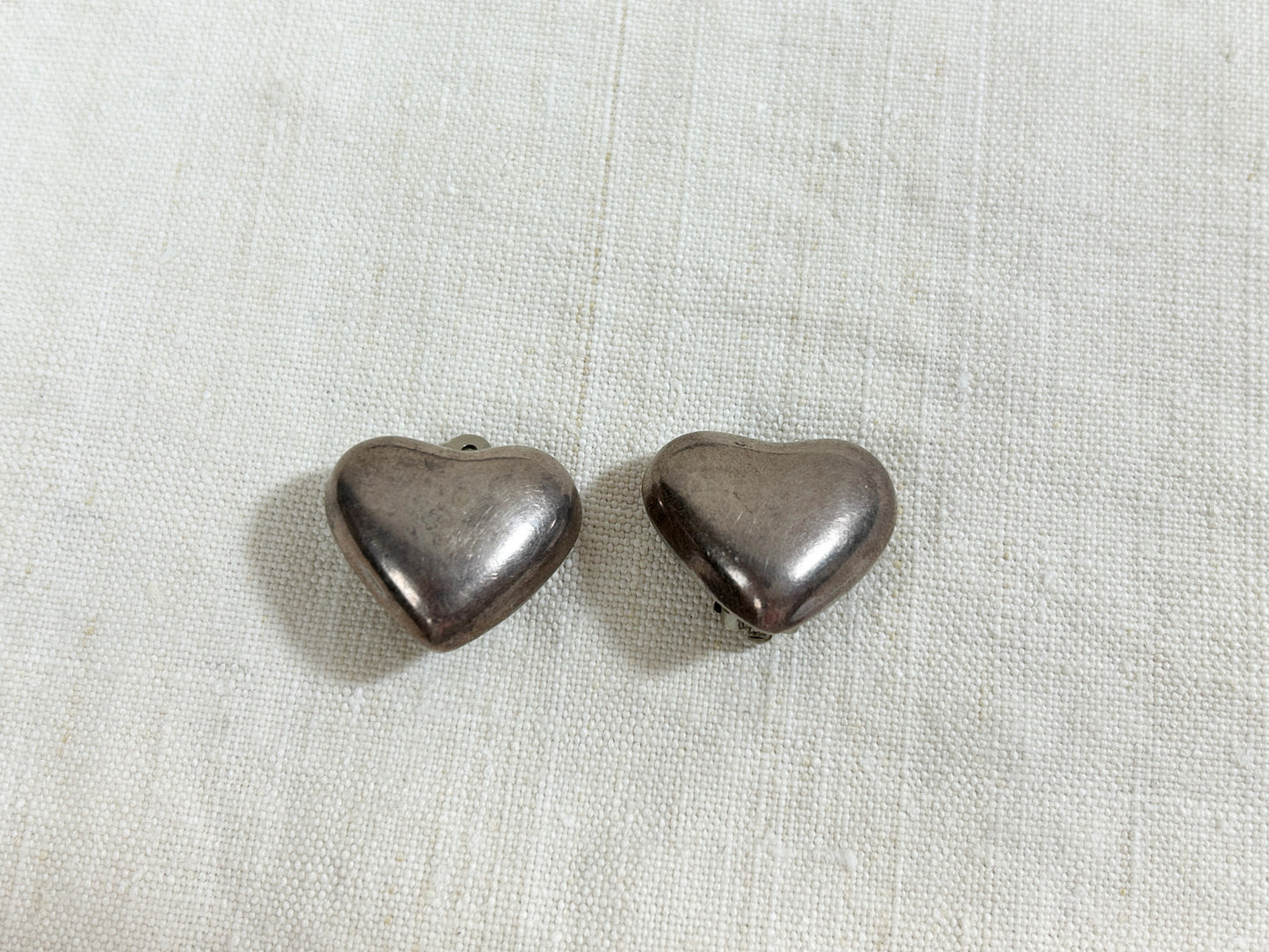 Vintage 925 Silver Heart Earrings (M) MADE IN MEXICO [I30263］