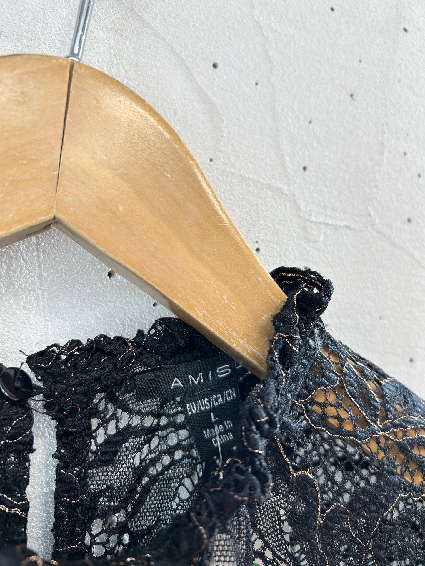 Vintage Black Lace Blouse [E32476]