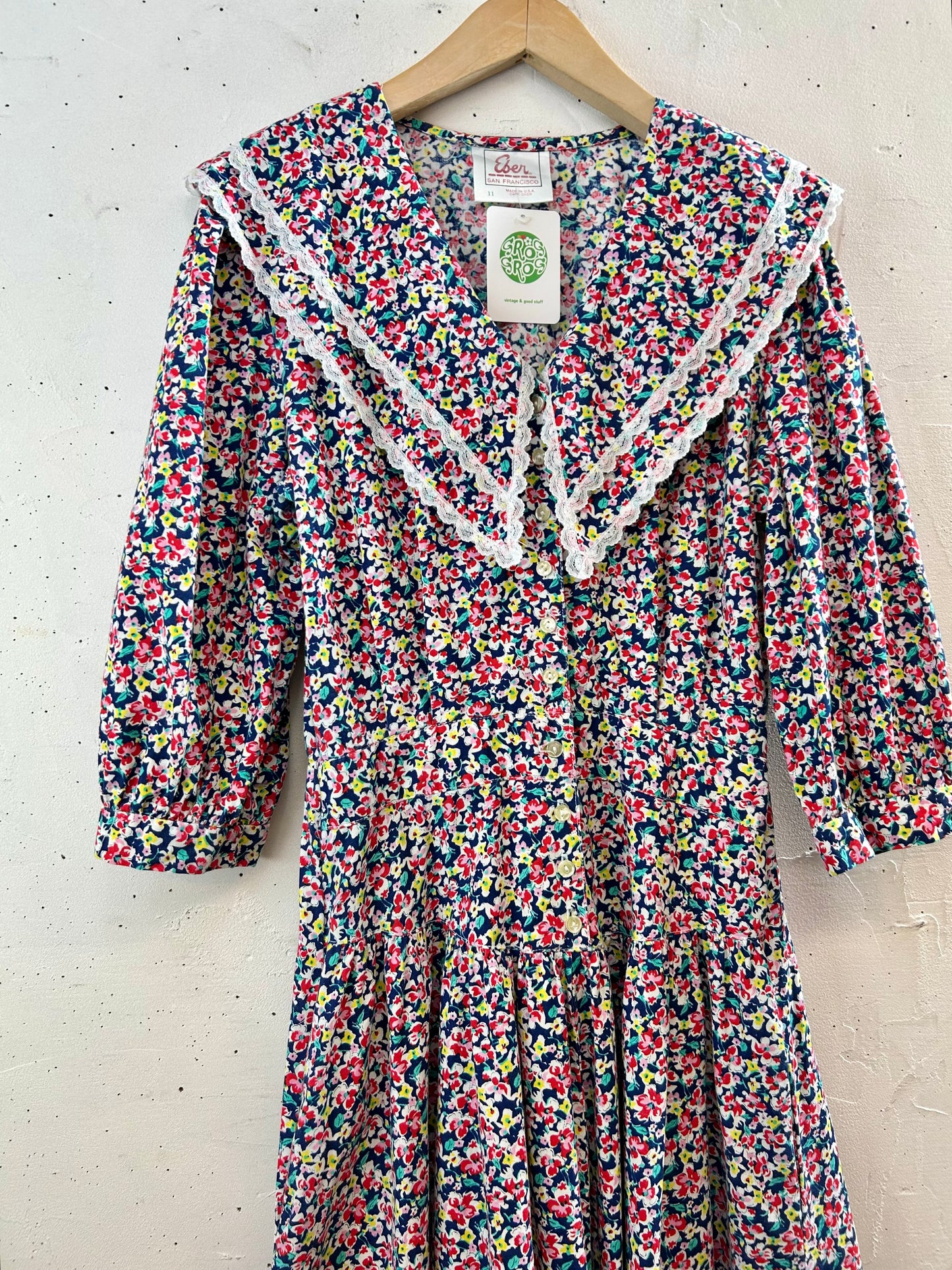 '80s Big Collar  Dress MADE IN USA [G30813]