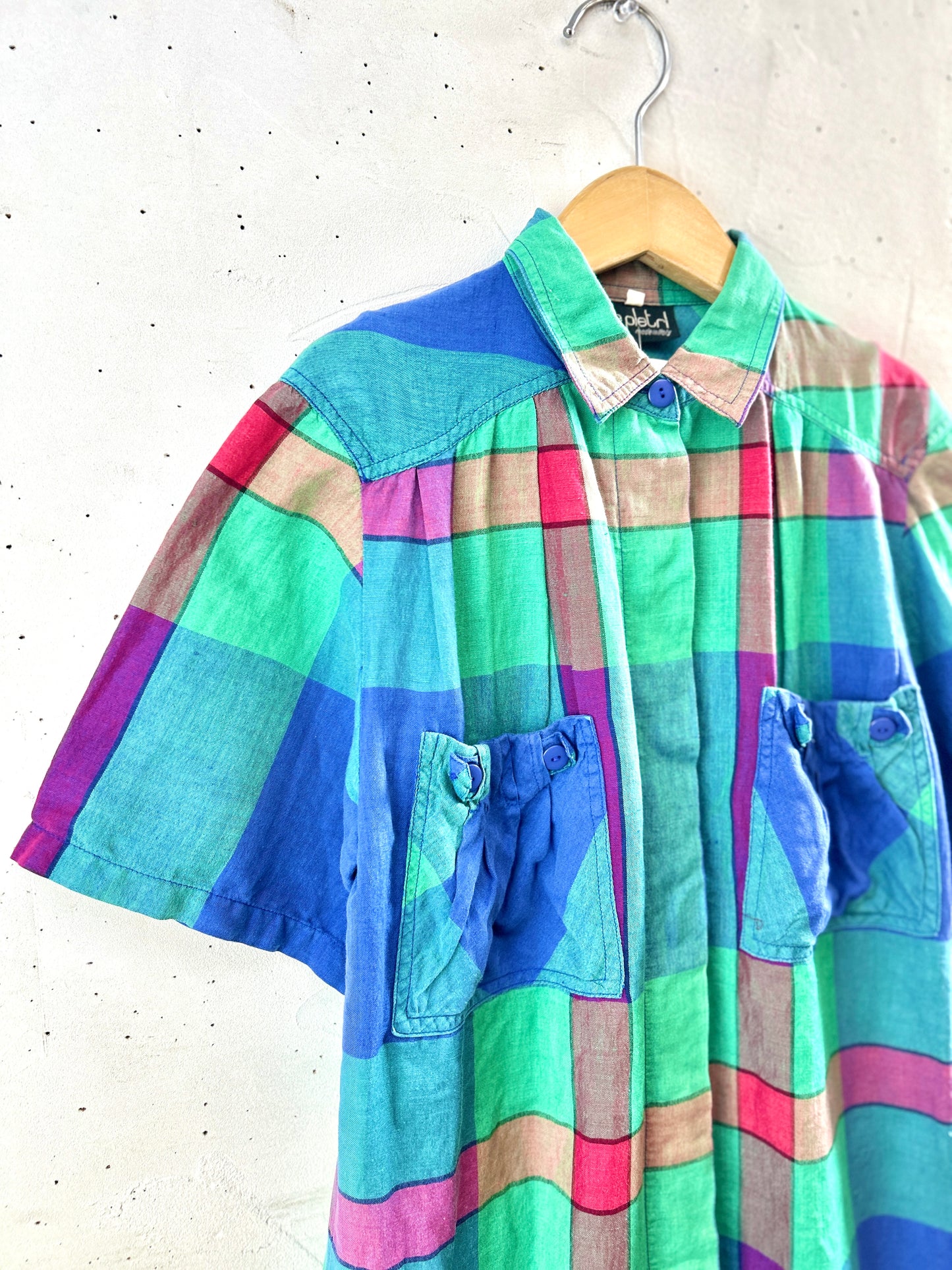 Vintage Plaid Dress MADE IN ITALY [H30979]