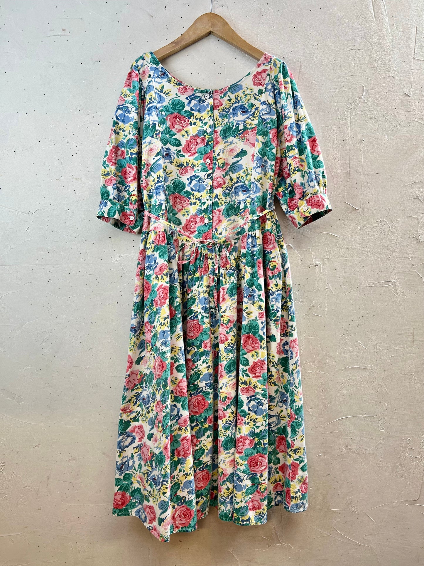 Vintage Indian Cotton Flower Dress [G30668]