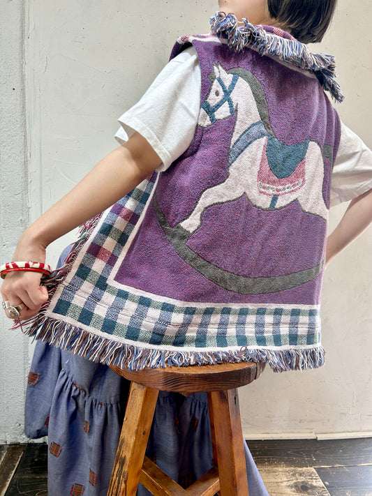 Vintage Fringe Rug Vest [H24786]