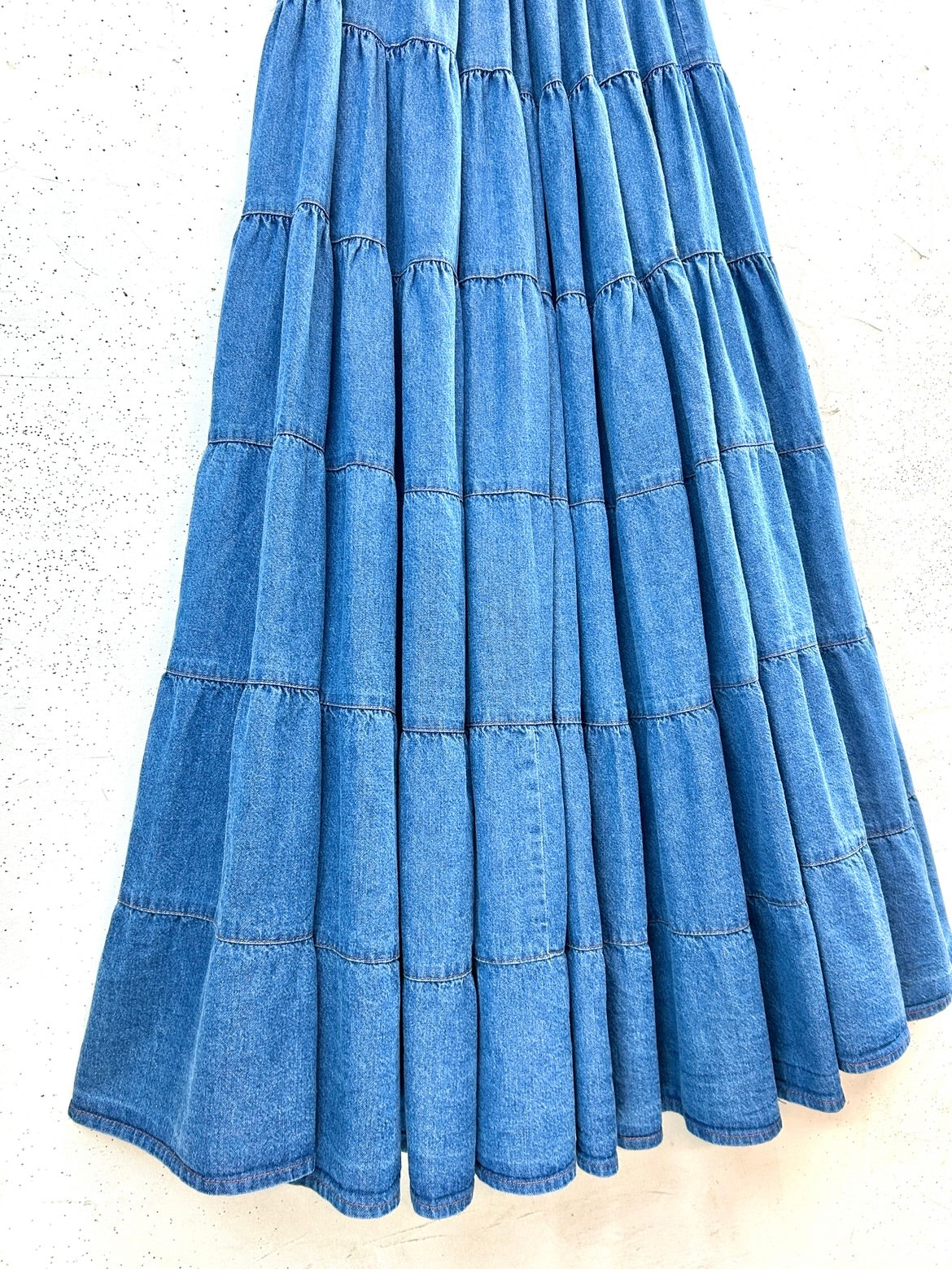 Vintage Denim Tiered Skirt 〜Made in USA〜 [C31901]