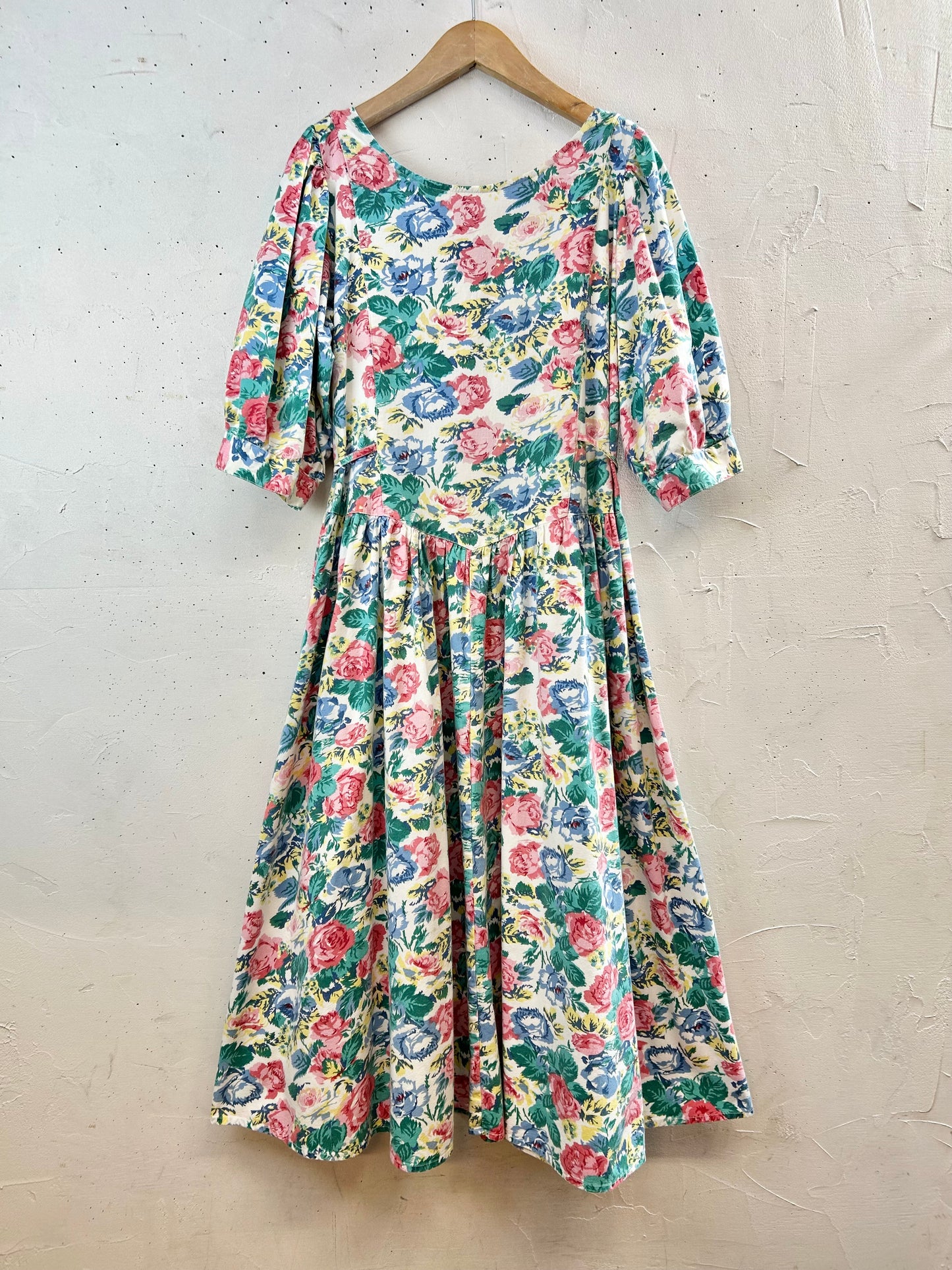 Vintage Indian Cotton Flower Dress [G30668]