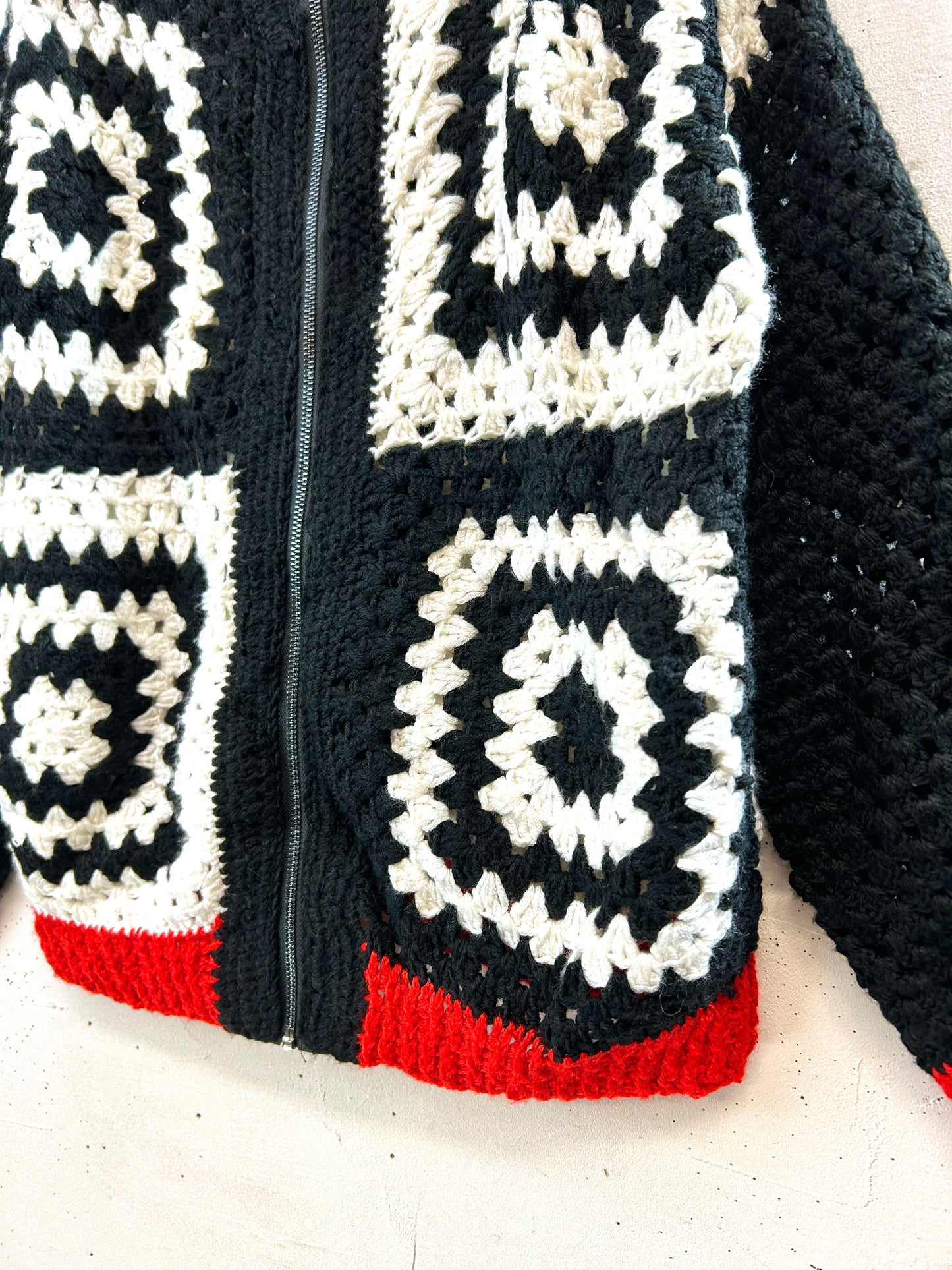 Vintage Granny Square Knit Cardigan [K80883]