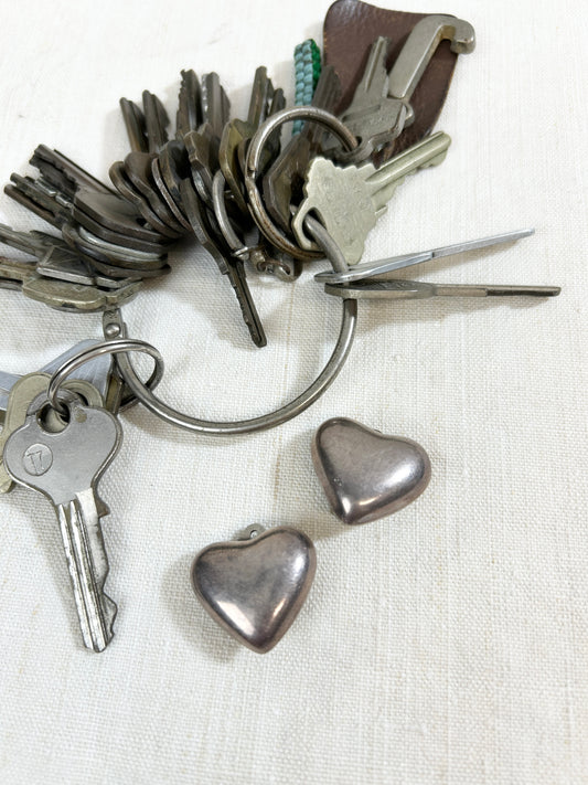 Vintage 925 Silver Heart Earrings (M) MADE IN MEXICO [I30263］