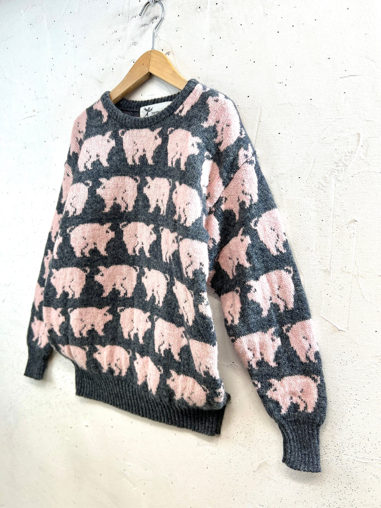 Vintage Fancy Knit Sweater 〜borderglen〜 MADE IN THE UNITED KINGD0M [L31085]