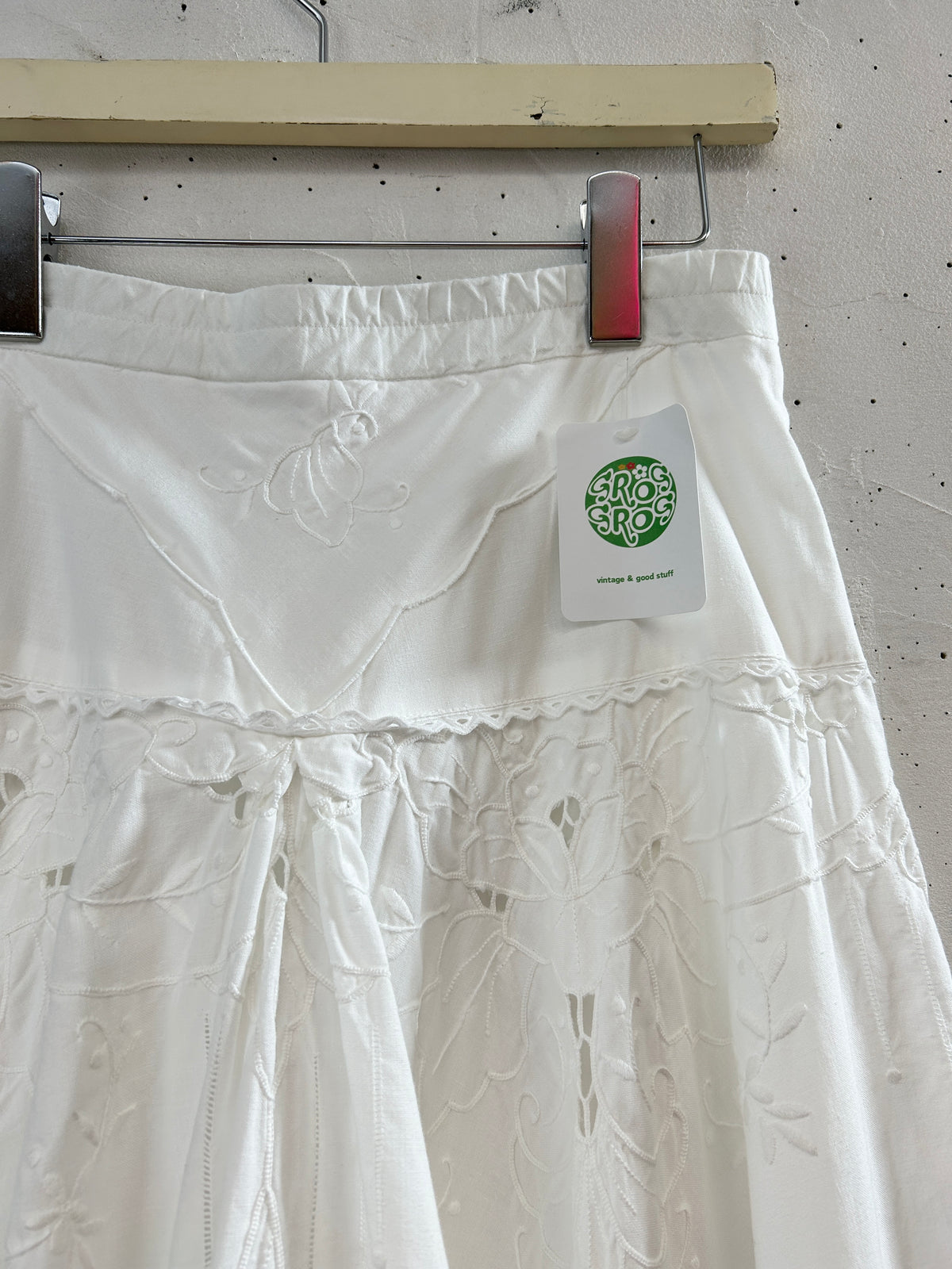 Vintage White Cutwork Skirt [J34077]