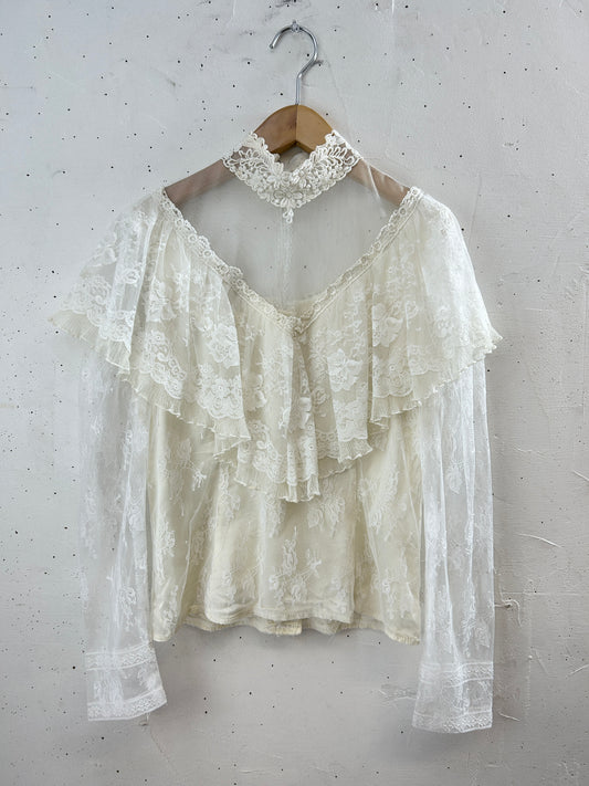 '80s Vintage Blouse 〜Jessica Mcclintock〜 [H30842]