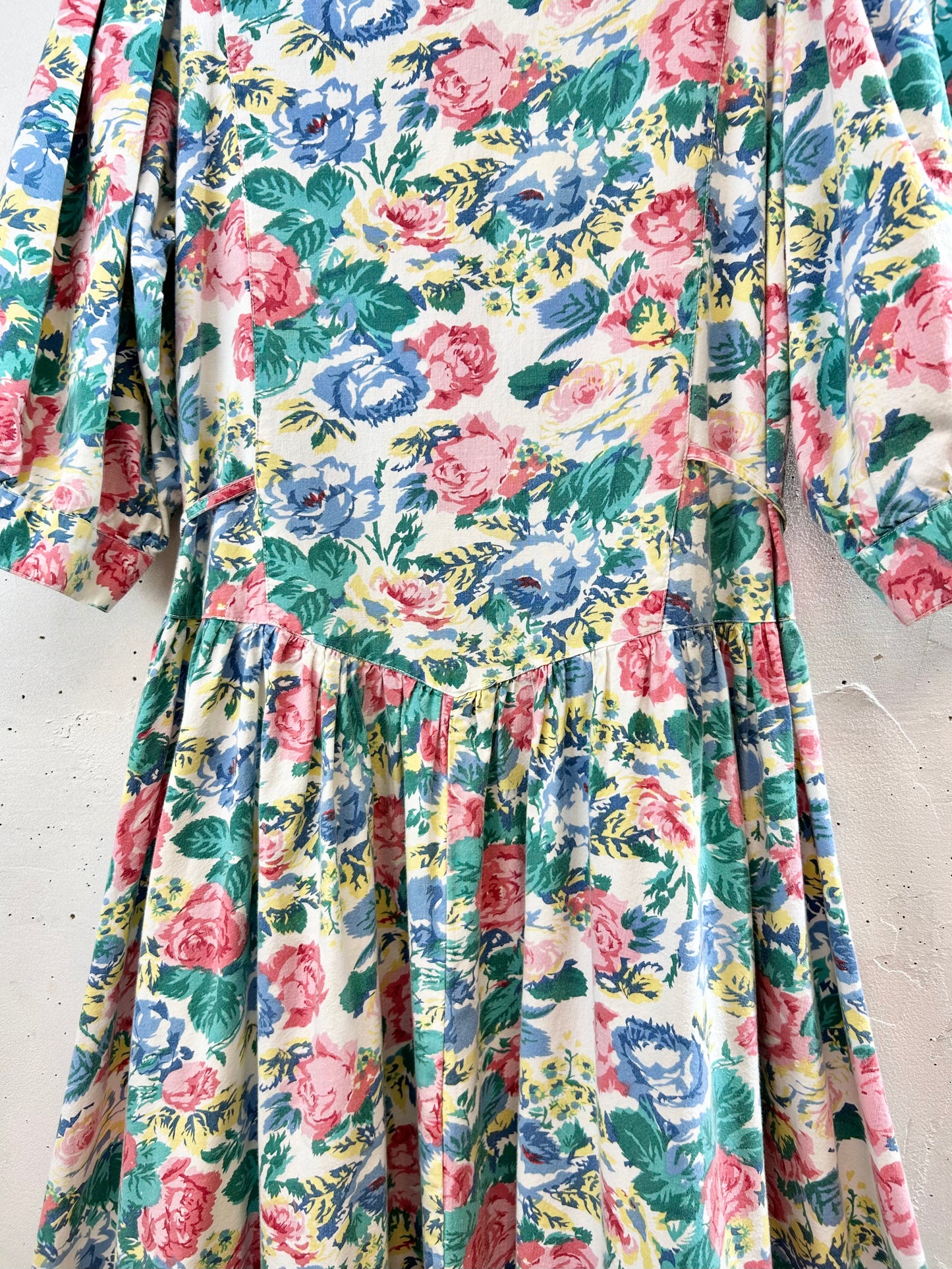 Vintage Indian Cotton Flower Dress [G30668]