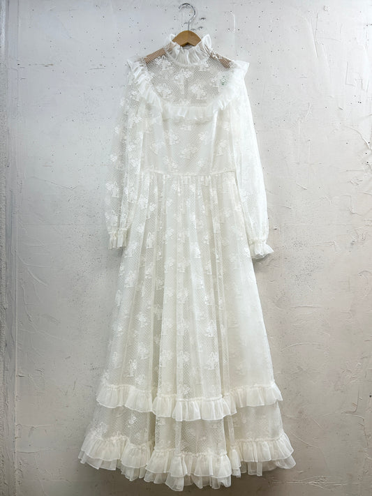 Vintage White Lace Dress [I33820]