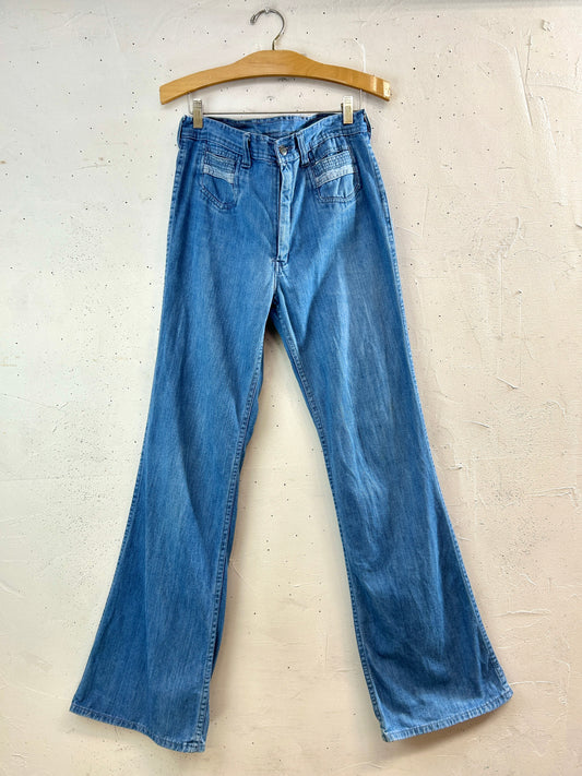 ’70s Vintage Denim Baggy Pants  [H33635]