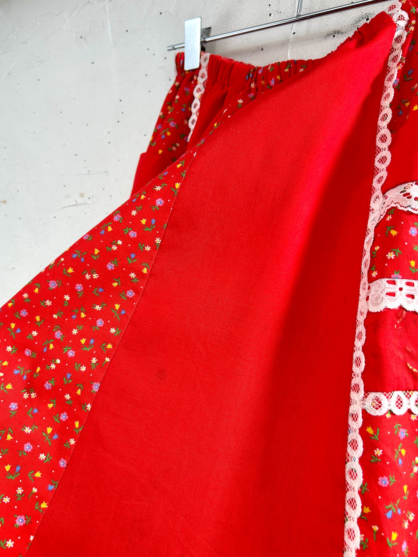 ’70s Vintage Reversible Patchwork Skirt 〜carefree fashions〜MADE IN USA[H33528]