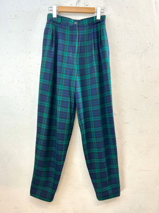 Vintage Plaid Wool Pants [I30276]