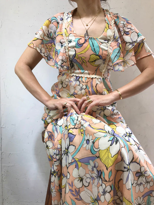 '70s Vintage Flower Dress[G24567]