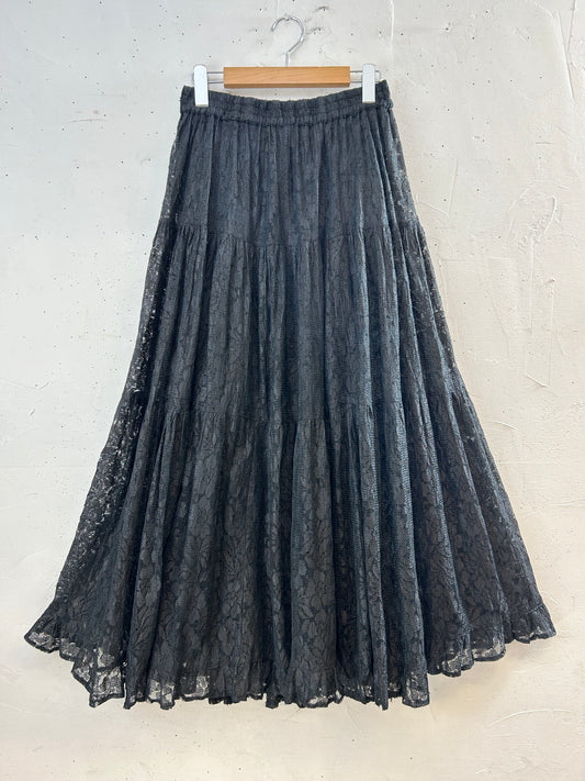 Vintage  Black Lace Skirt [H30883]